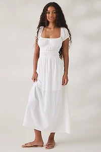 UO Fearless Frolic Open-Back Smocked Short Sleeve Maxi Dress