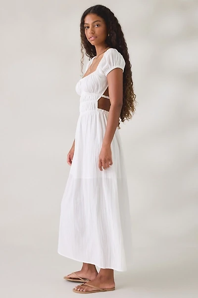 UO Fearless Frolic Open-Back Smocked Short Sleeve Maxi Dress
