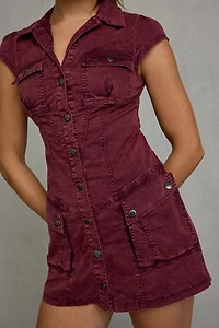 BDG Ground Control Twill Cargo Shirt Mini Dress