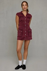 BDG Ground Control Twill Cargo Shirt Mini Dress