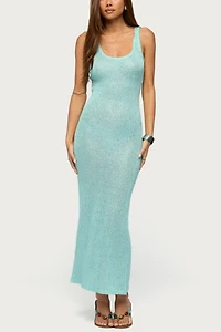 Edikted Abby Sequin Sheer Knit Maxi Dress
