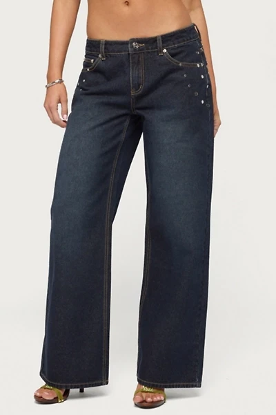 Edikted Spiral Studded Low Rise Baggy Jeans