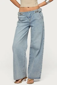 Edikted Buckled Low Rise Baggy Jeans