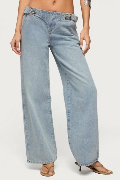Edikted Buckled Low Rise Baggy Jeans