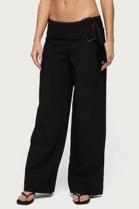 Edikted Cerise Buckle Low Rise Baggy Pants