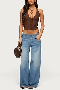 Edikted Wide Waistband Low Rise Baggy Jeans