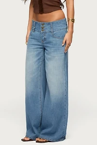 Edikted Wide Waistband Low Rise Baggy Jeans