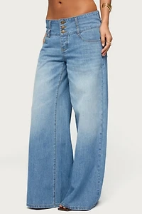 Edikted Wide Waistband Low Rise Baggy Jeans