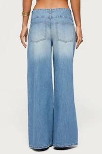 Edikted Wide Waistband Low Rise Baggy Jeans