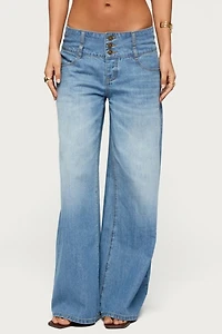 Edikted Wide Waistband Low Rise Baggy Jeans