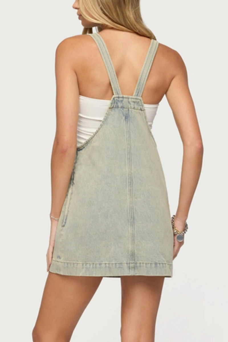 Edikted Overall Denim Mini Dress