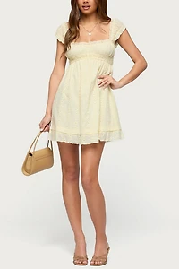 Edikted Eyelet Ruffle Babydoll Mini Dress