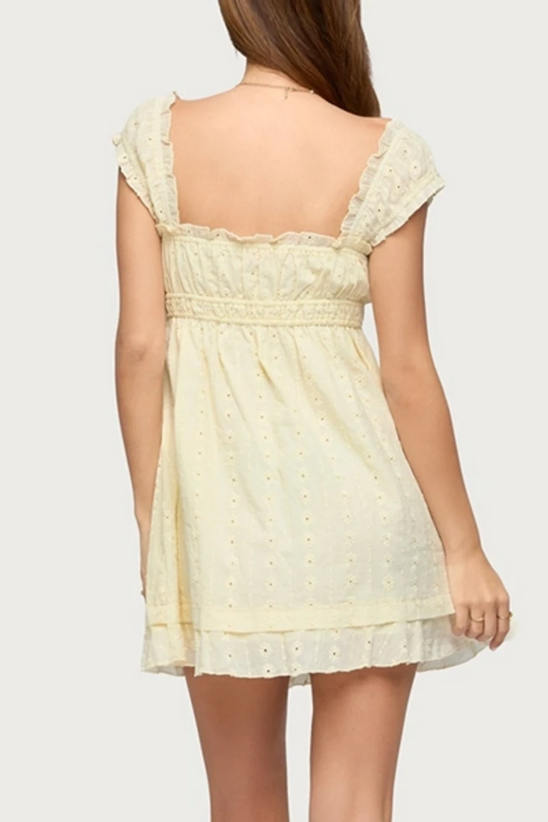 Edikted Eyelet Ruffle Babydoll Mini Dress