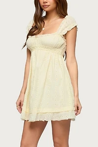 Edikted Eyelet Ruffle Babydoll Mini Dress