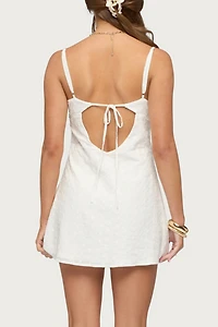 Edikted Iman Embroidered Cotton Cutout Mini Dress