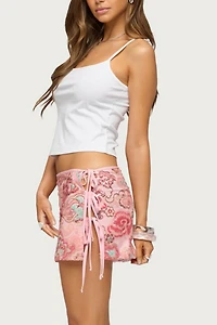 Edikted Bead & Sequin Side Tie Mini Skirt