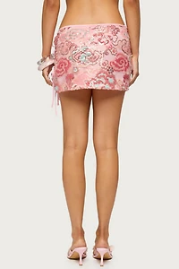 Edikted Bead & Sequin Side Tie Mini Skirt