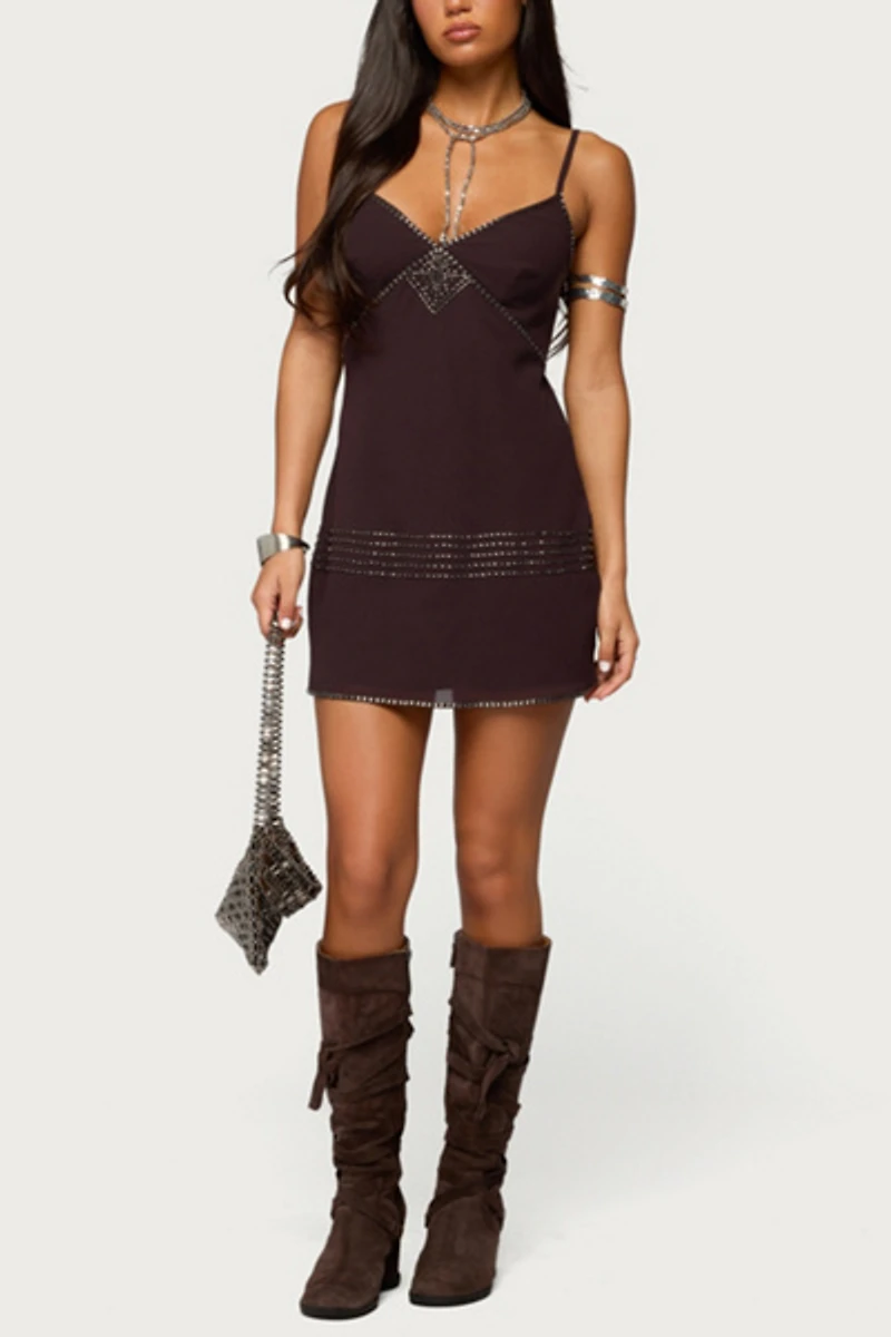 Edikted Raquelle Beaded Mini Dress