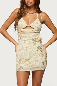 Edikted Beaded Two Piece Backless Mini Dress
