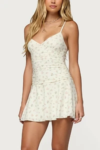Edikted Lushia Floral Ruched Mini Dress