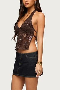Edikted Leire No Waistband Denim Mini Skort