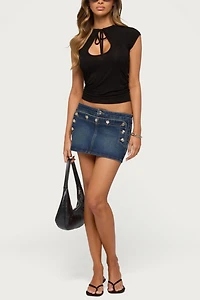 Edikted Fridie Buttoned Denim Mini Skort