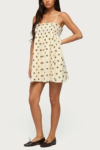 Edikted Polka Dot Linen Look Mini Dress