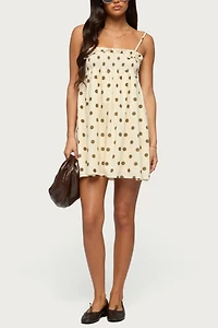 Edikted Polka Dot Linen Look Mini Dress