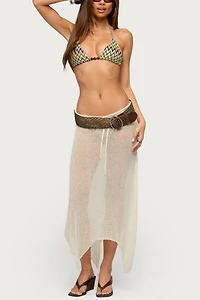 Edikted Isla Handkerchief Sheer Knit Midi Skirt