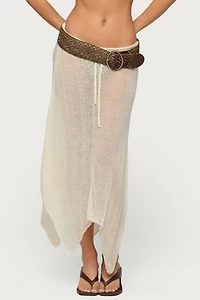 Edikted Isla Handkerchief Sheer Knit Midi Skirt
