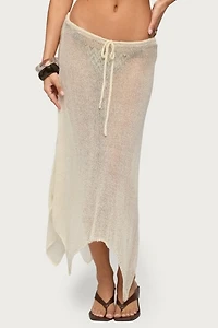 Edikted Isla Handkerchief Sheer Knit Midi Skirt