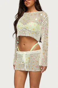 Edikted Kirah Sequin Crochet Mini Skirt