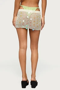 Edikted Kirah Sequin Crochet Mini Skirt