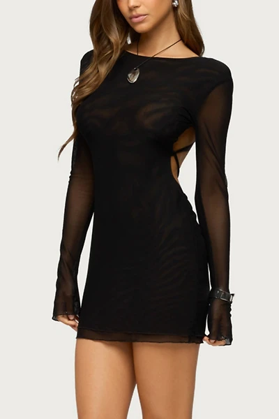 Edikted Lace Up Mesh Mini Dress