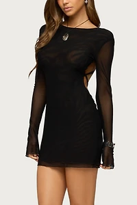 Edikted Lace Up Mesh Mini Dress