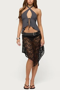 Edikted Dafnie Split Front Crisscross Halter Top