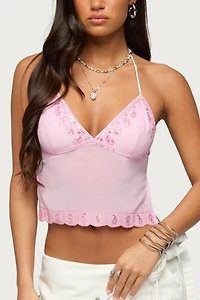 Edikted Allise Backless Sequin Halter Top