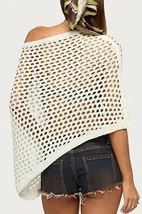 Edikted Cloe Off Shoulder Crochet Poncho