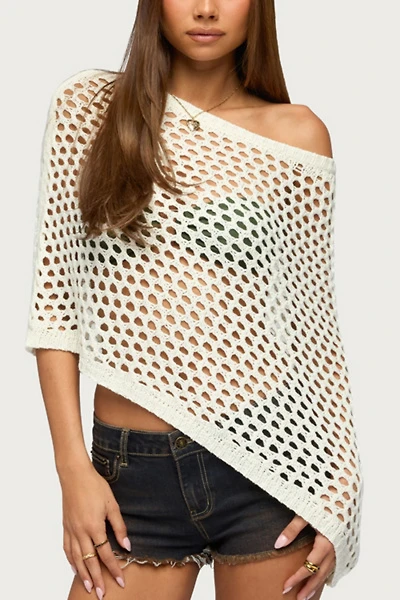Edikted Cloe Off Shoulder Crochet Poncho