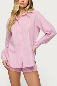 Edikted Carmella Striped Oversized Shirt
