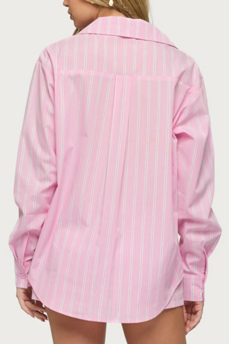 Edikted Carmella Striped Oversized Shirt
