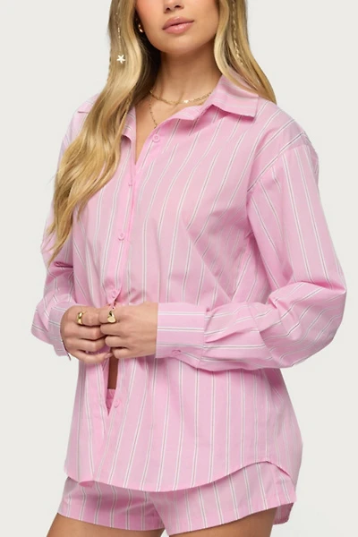 Edikted Carmella Striped Oversized Shirt