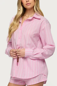 Edikted Carmella Striped Oversized Shirt