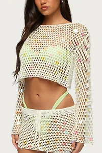 Edikted Kirah Sequin Crochet Top