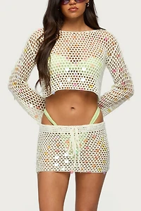 Edikted Kirah Sequin Crochet Top