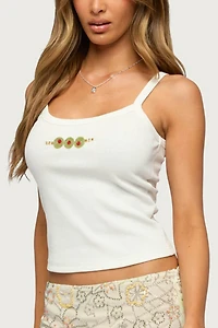 Edikted Martini Girl Bead Ribbed Tank Top