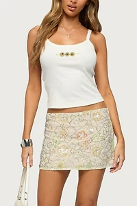 Edikted Martini Girl Bead Ribbed Tank Top