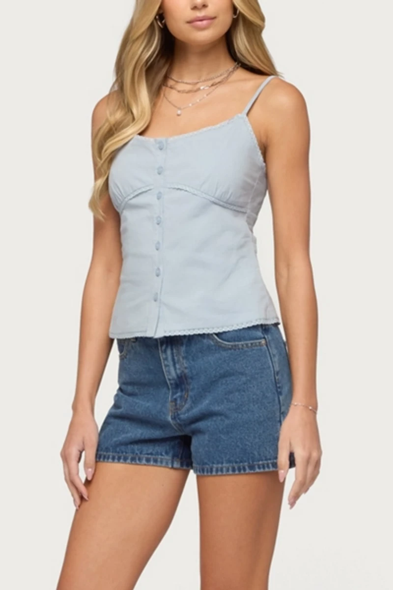 Edikted Milena High Rise Denim Shorts