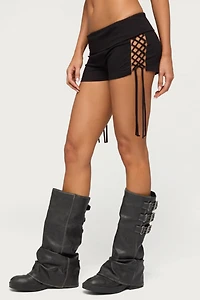 Edikted Saffyre Lace Up Foldover Shorts