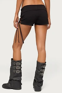 Edikted Saffyre Lace Up Foldover Shorts